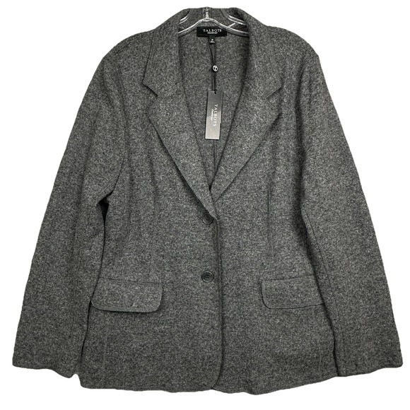 Talbots Jackets & Blazers - Talbots Blazer Jacket Women's Size 16 Gray Wool Blend Classic Career Pockets NWT